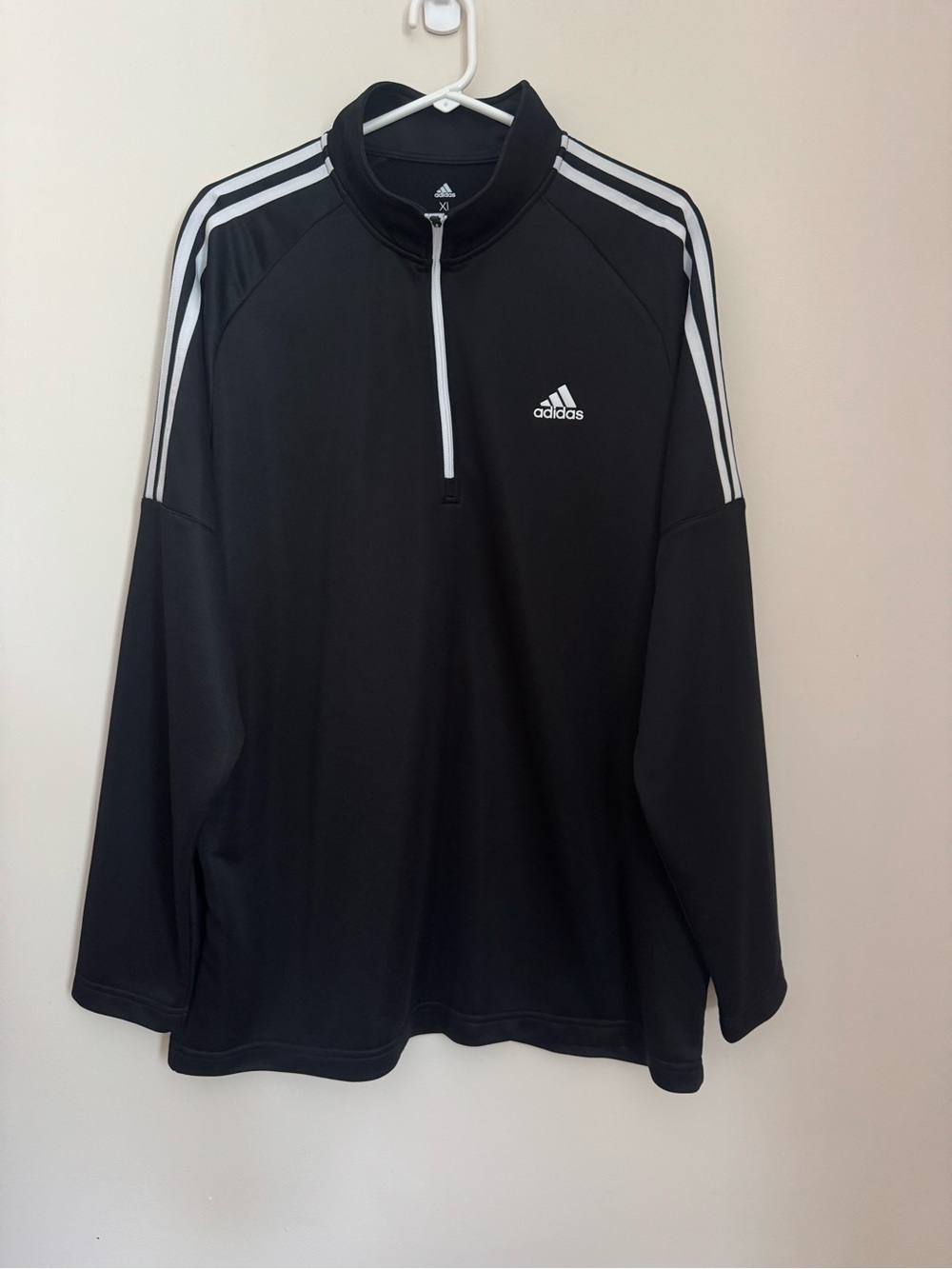 Adidas Golf Quarter Zip Pullover Men’s XL Black 3 Stripe Long Sleeve Athletic